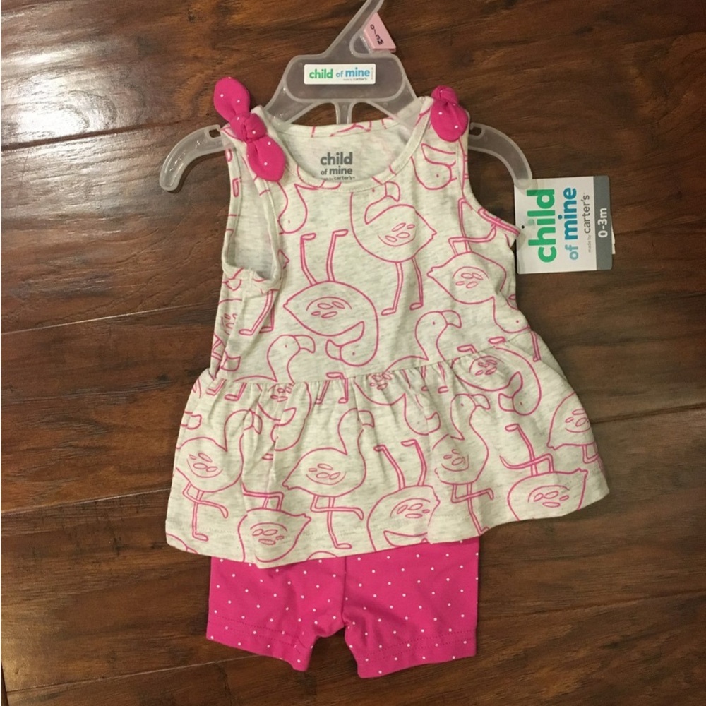 NWT Carter's Child of Mine Flamingo Outfit 0-3 months